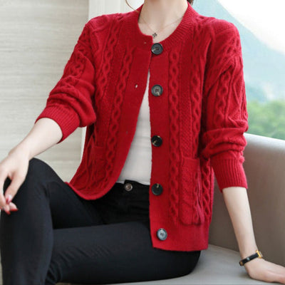 Women's knitted cardigan with large buttons - Liora