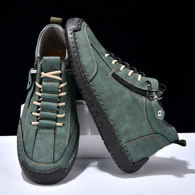 Men's synthetic leather sneakers side zipper urban style - Aksel