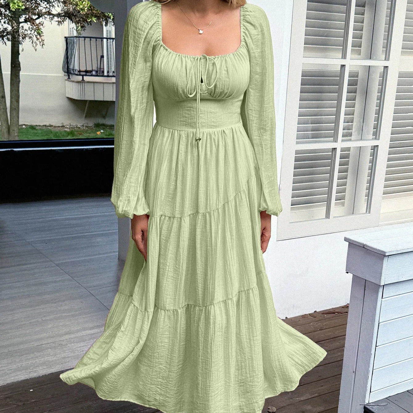 Long dress with square neckline - Liora