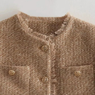 Women's tweed jacket classic cut double breasted - Heidy