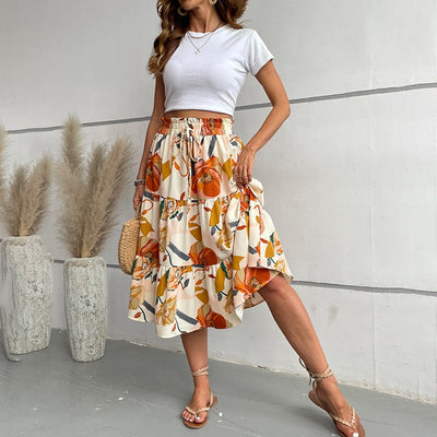 Flared printed midi skirt - Amelise