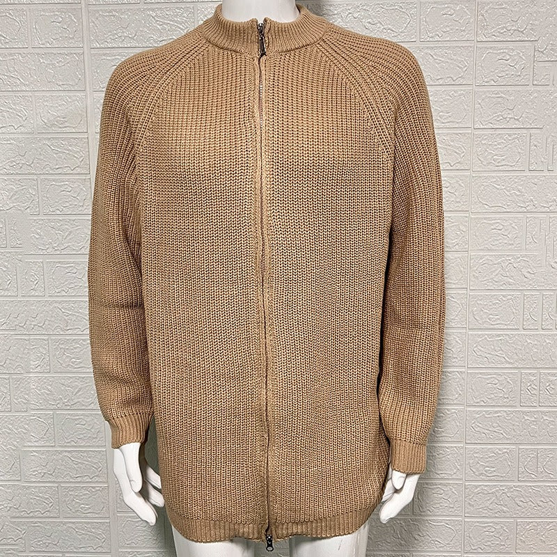 Men's cardigan thick knitted cardigan zipper turtleneck - Benoît