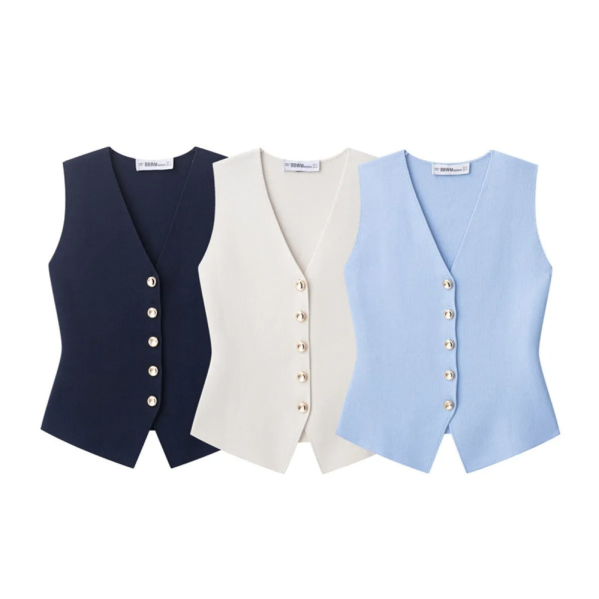 Women's sleeveless vest with gold buttons - Saray