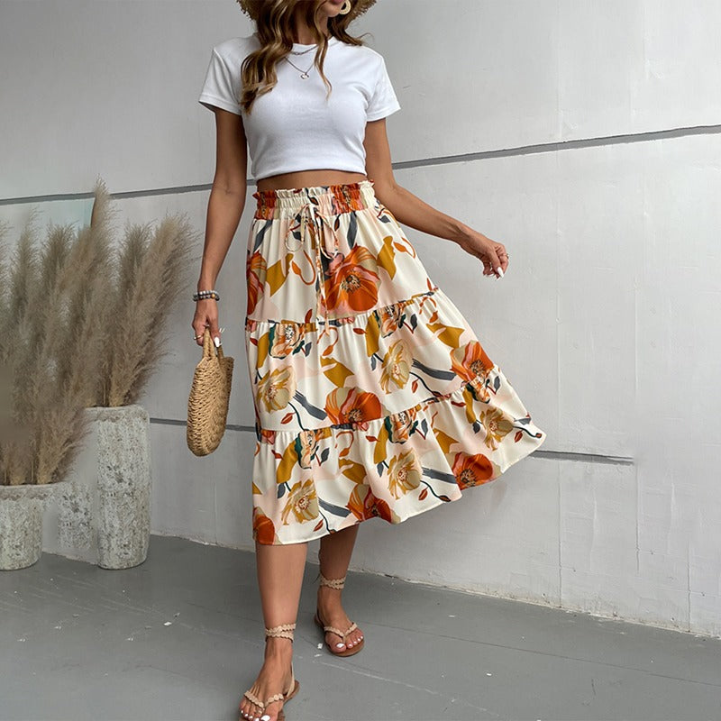 Flared printed midi skirt - Amelise