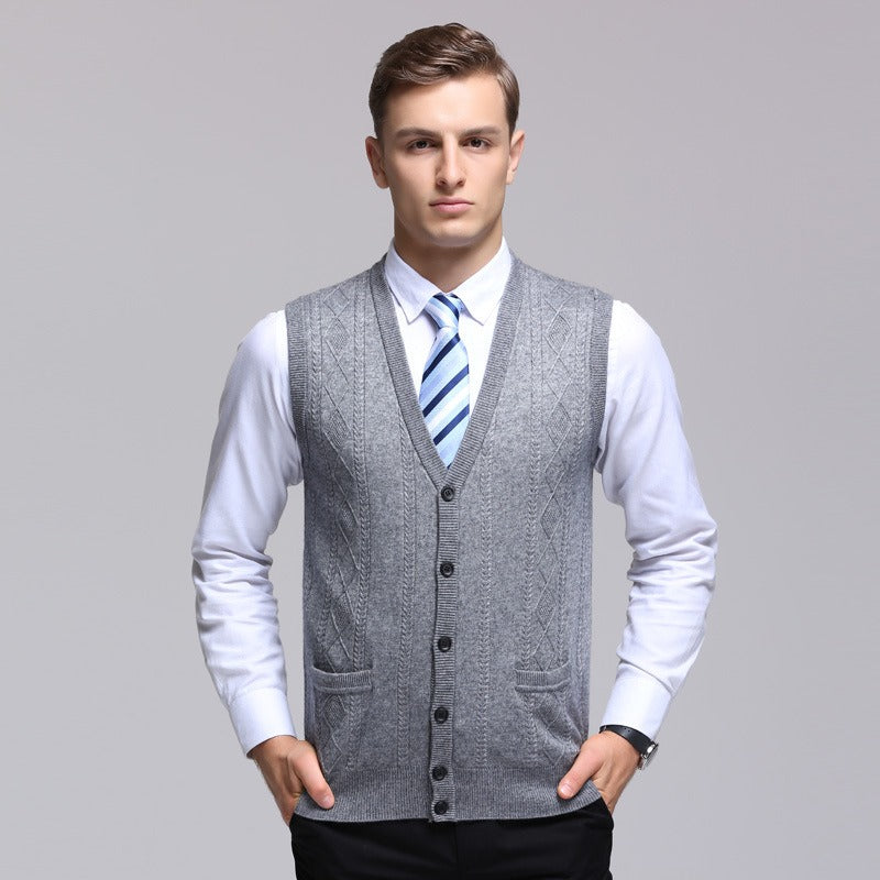 Men's sleeveless sleeveless ribbed vest formal style - Edgar