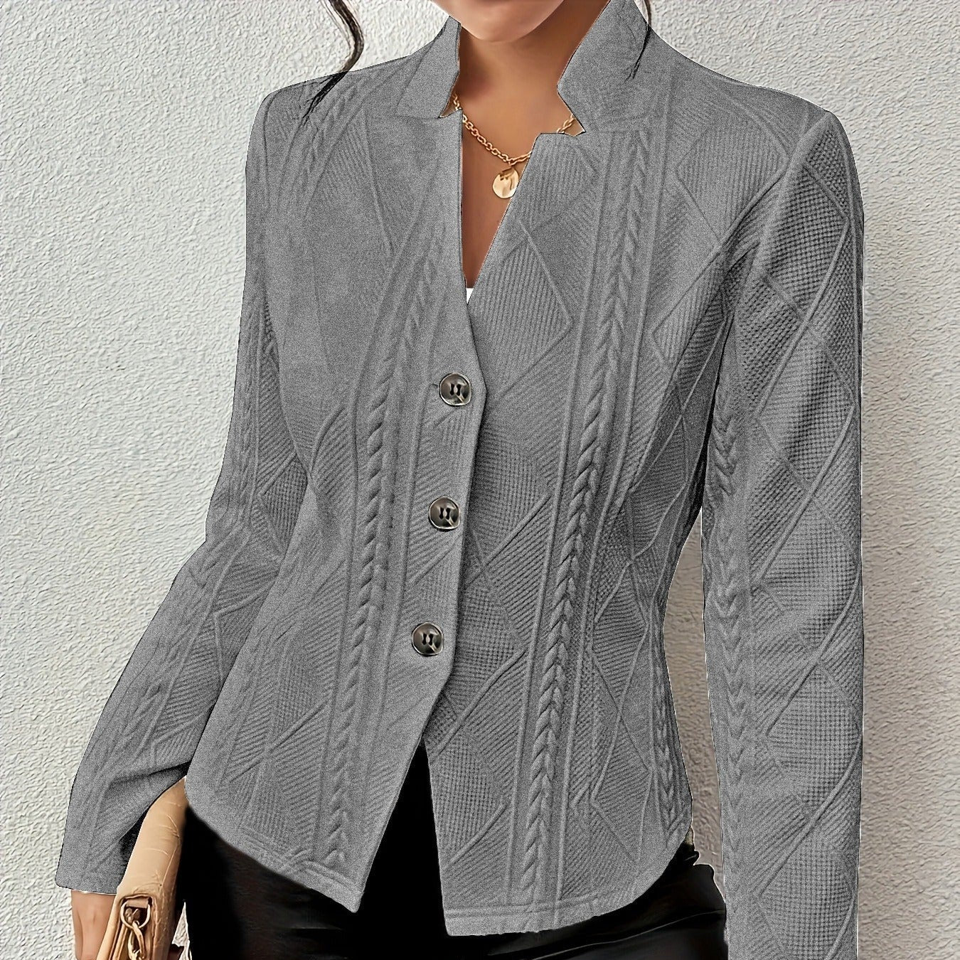 Women's elegant embossed knitted blazer - Salma