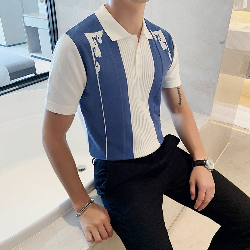 Men's short sleeve polo retro embroidery design - Nael