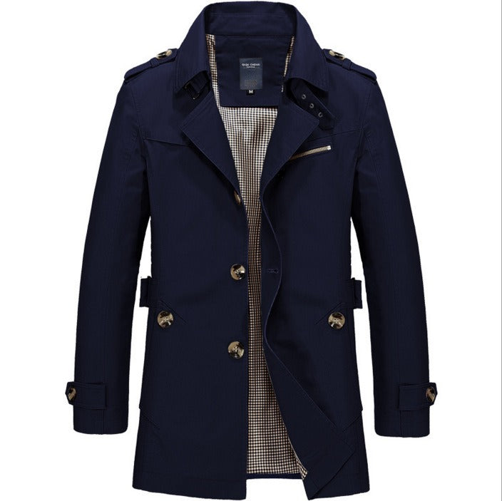 Men's long waterproof trench coat with double buttons - Miles