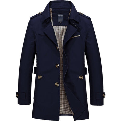 Men's long waterproof trench coat with double buttons - Miles