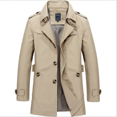 Men's long waterproof trench coat with double buttons - Miles