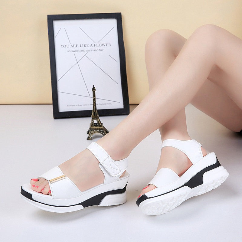 Minimalist Women's Platform Sandals with Velcro - Eliane