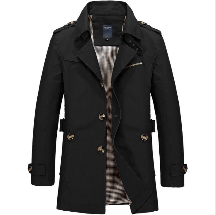 Men's long waterproof trench coat with double buttons - Miles