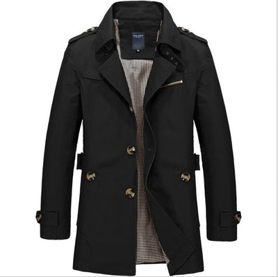 Men's long waterproof trench coat with double buttons - Miles