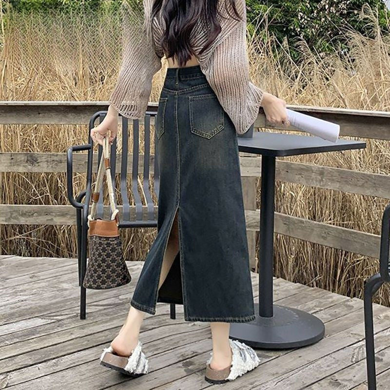 Women's straight cut long skirt with belt - Bianca