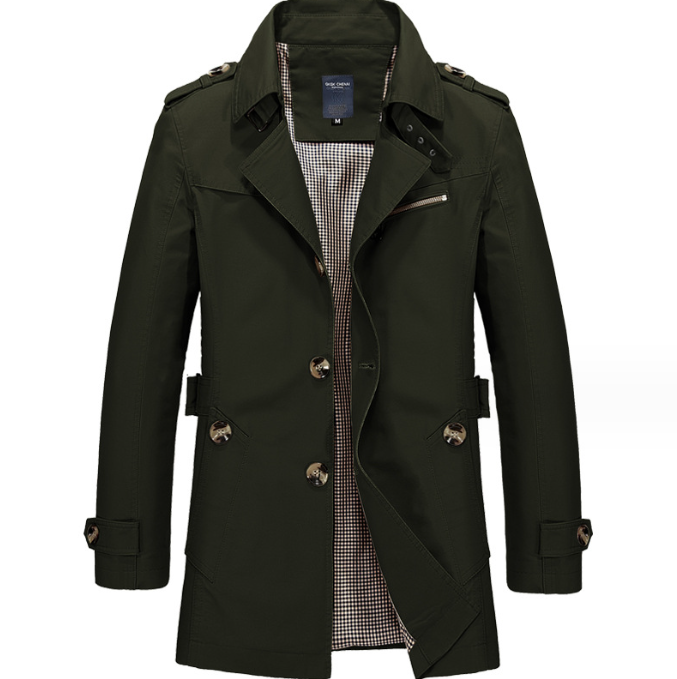 Men's long waterproof trench coat with double buttons - Miles