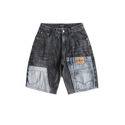 Men's patchwork denim Bermuda shorts - Urban Edge