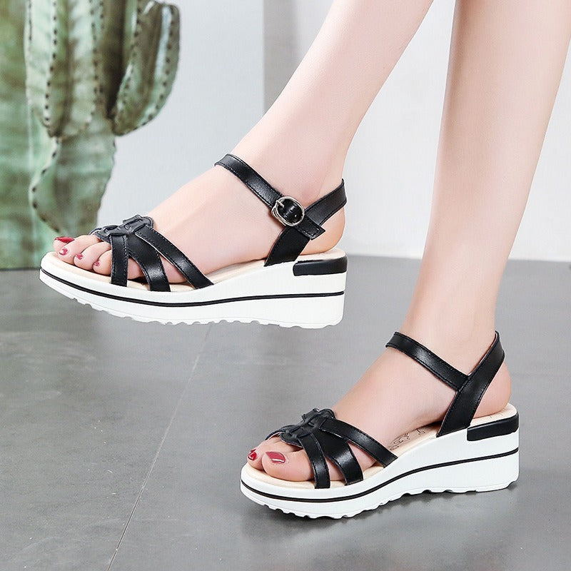 Minimalist Crossed Women's Platform Sandals - Irina