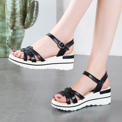 Minimalist Crossed Women's Platform Sandals - Irina