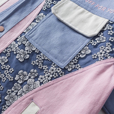 Men's patchwork floral print cotton jacket - Elric