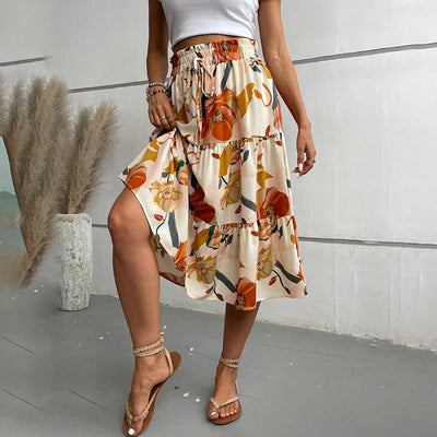 Flared printed midi skirt - Amelise