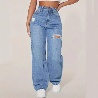 Women's ripped straight jeans - Mailyn