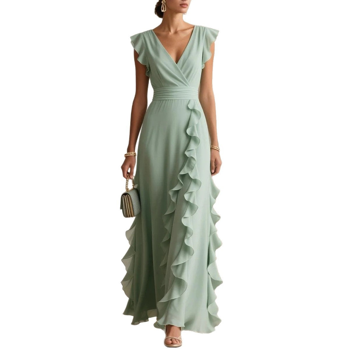 Ruffled long dress woman - Isolda