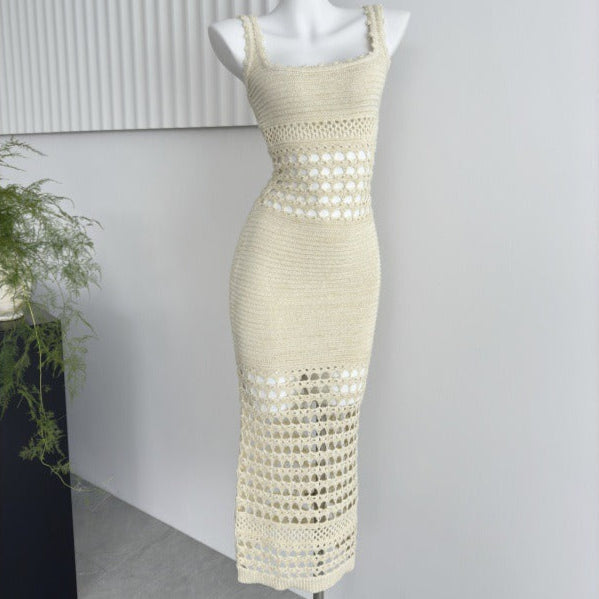 Fitted openwork knitted midi dress - Danira