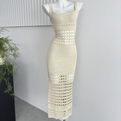 Fitted openwork knitted midi dress - Danira