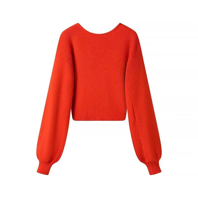Women's ribbed knitted sweater cropped style - Alix