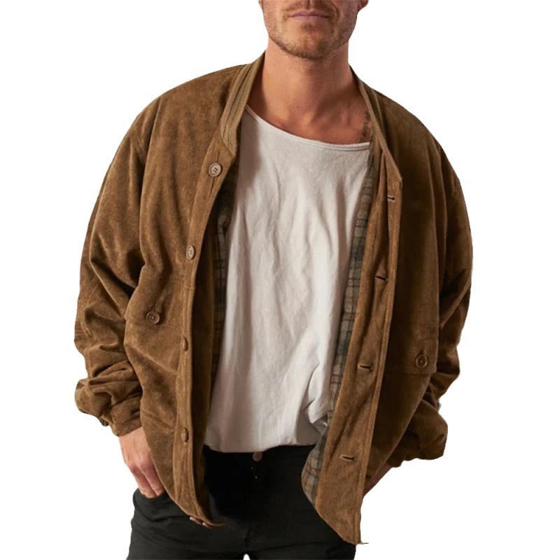 Men's vintage suede effect jacket with pockets - Remy