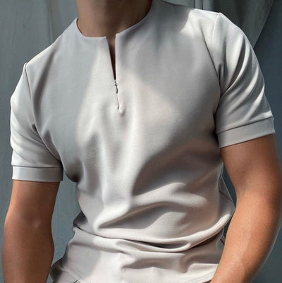 Men's short sleeve zippered crew neck t-shirt - Elliot