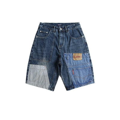 Men's patchwork denim Bermuda shorts - Urban Edge