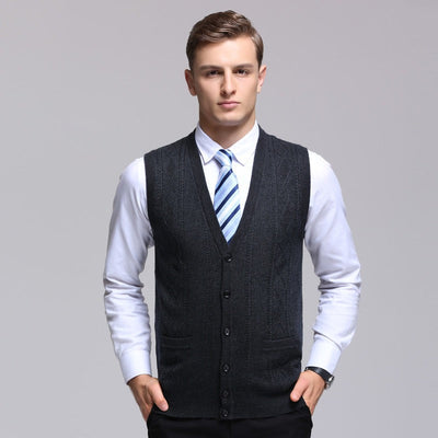 Men's sleeveless sleeveless ribbed vest formal style - Edgar