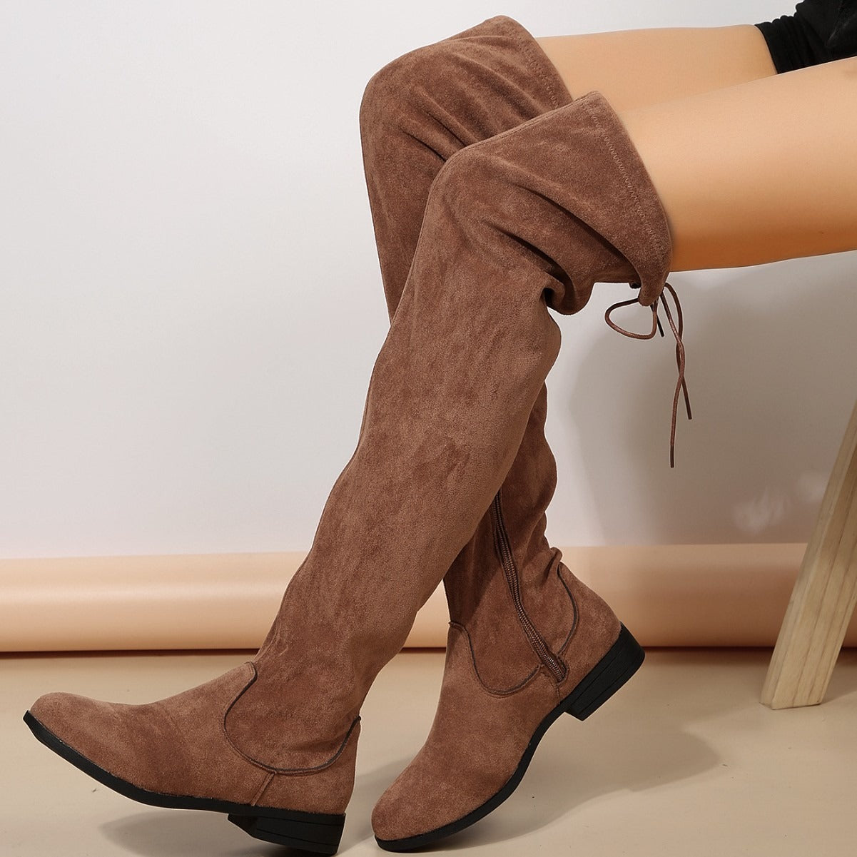 Women's high synthetic suede over-the-knee boots - Lianne