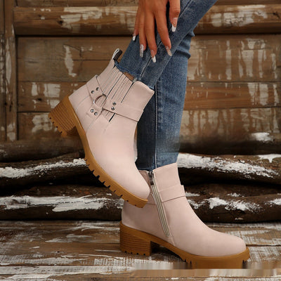 Women's medium heel ankle boots with buckle - Narella