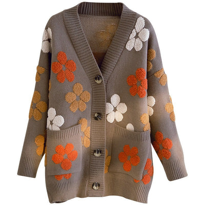 Women's retro style jacquard knit cardigan - Karla