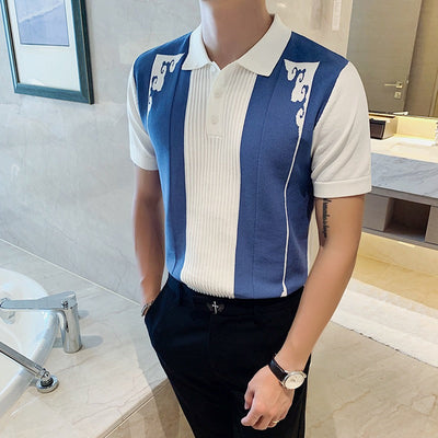 Men's short sleeve polo retro embroidery design - Nael