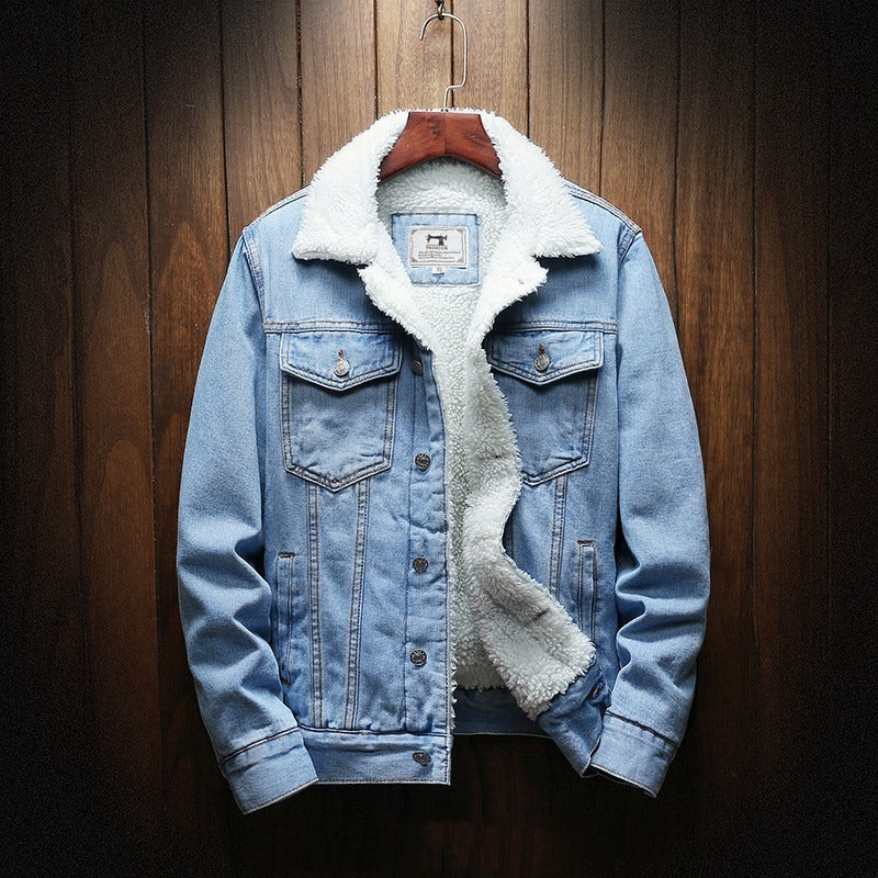 Men's denim jacket with fleece lining - Lior