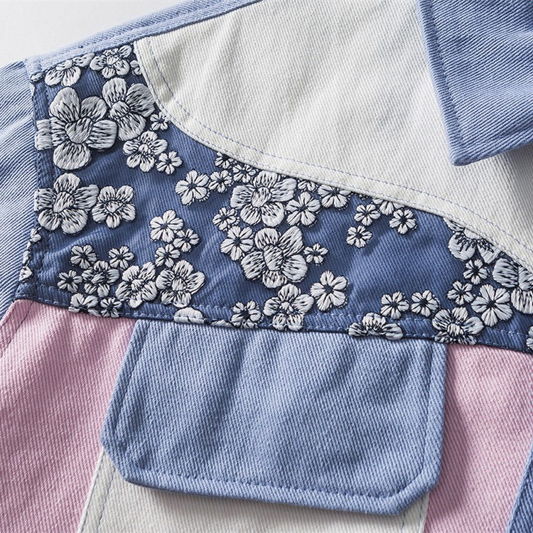 Men's patchwork floral print cotton jacket - Elric