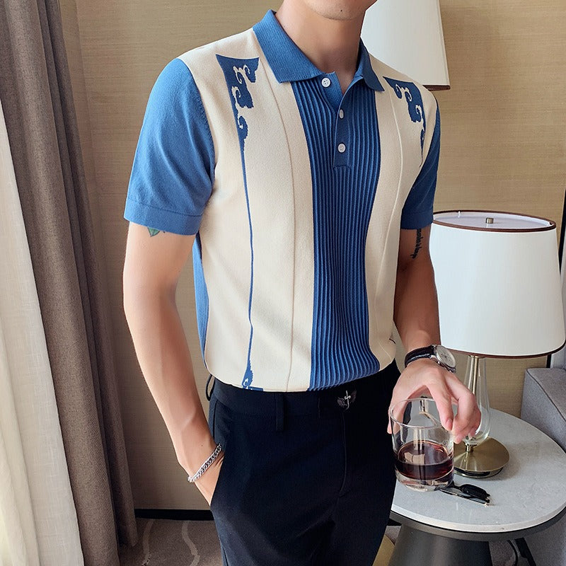 Men's short sleeve polo retro embroidery design - Nael