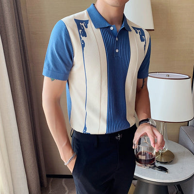 Men's short sleeve polo retro embroidery design - Nael