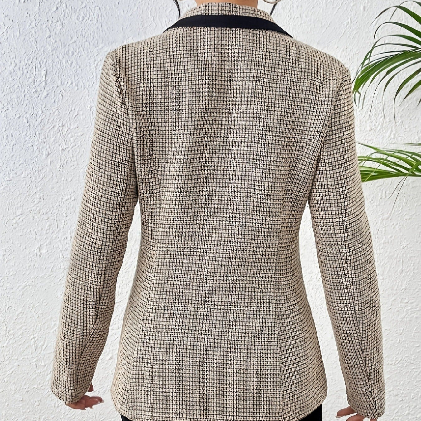 Women's jacket tweed fabric contrast lapel elegant style - Noémie