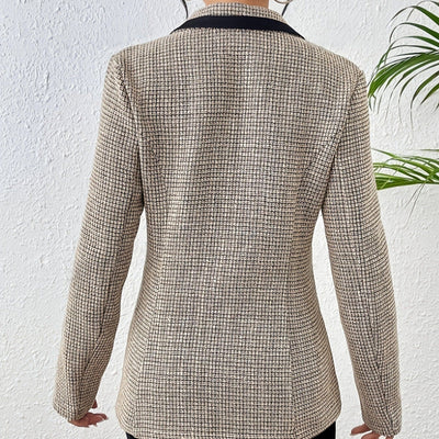 Women's jacket tweed fabric contrast lapel elegant style - Noémie