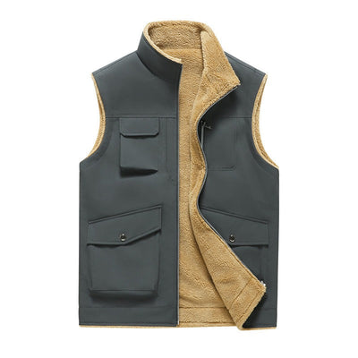 Men's fleece lined multi-pocket outdoor style vest - Owen