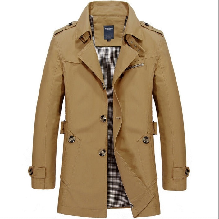 Men's long waterproof trench coat with double buttons - Miles