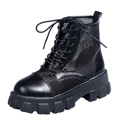 Women's military boots mesh panels - Lioré