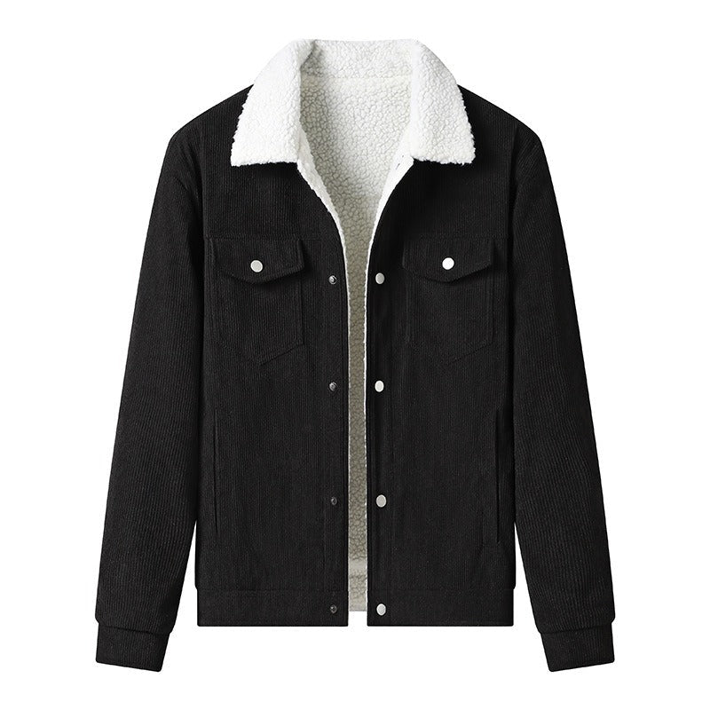 Men's corduroy jacket lined with sheepskin, casual style - Alain