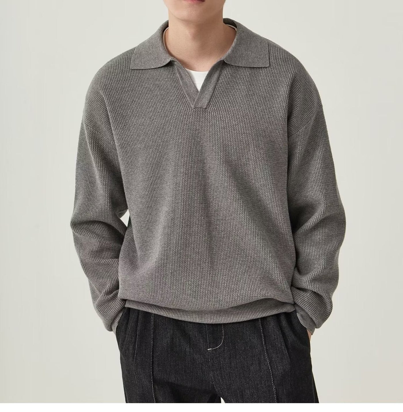 Men's knitted polo sweater - Mervik