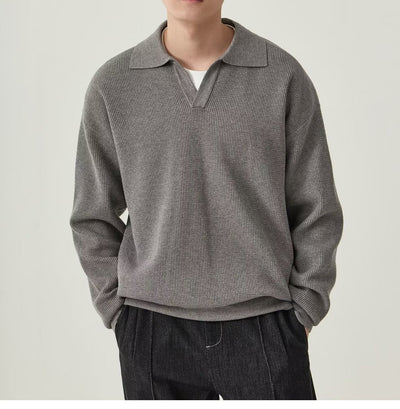 Men's knitted polo sweater - Mervik