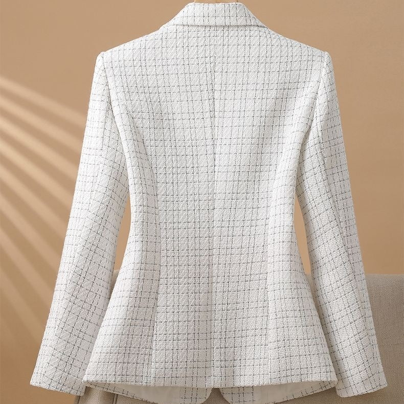 Women's Tailored Blazer with Plaid Pattern - Melissa